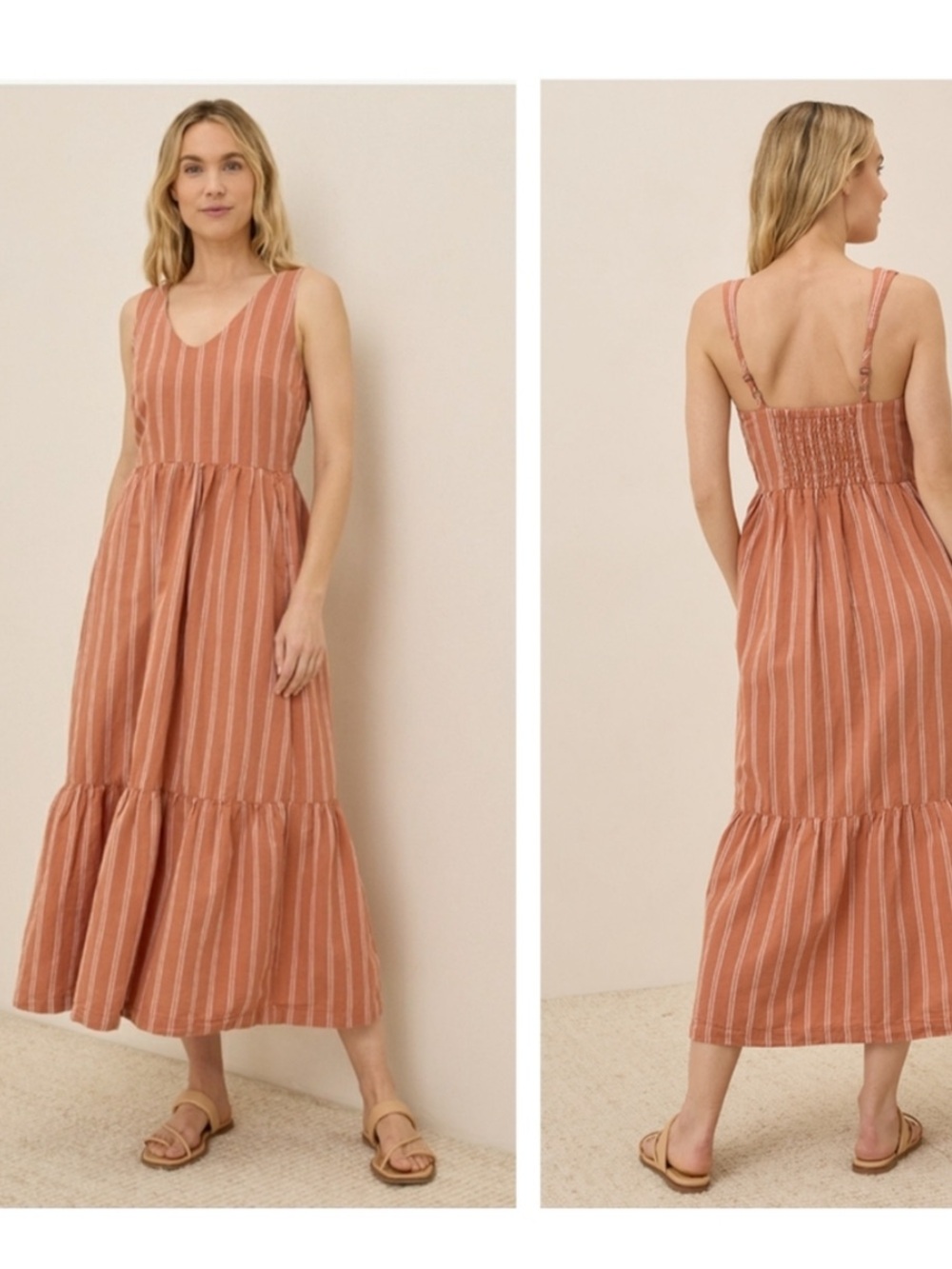 Pact Canopy Linen Blend Easy Tank Dress Terracotta XXLarge